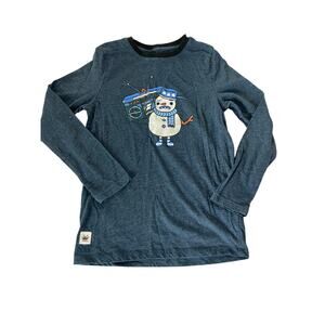 Toca Boca Boys Navy Blue Snowman Long Sleeve T-Shirt Youth Size Medium 8-10